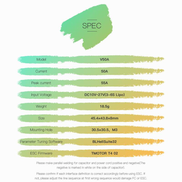 T Motor Velox V50A 3 6S BLHeli_32 4in1 ESC