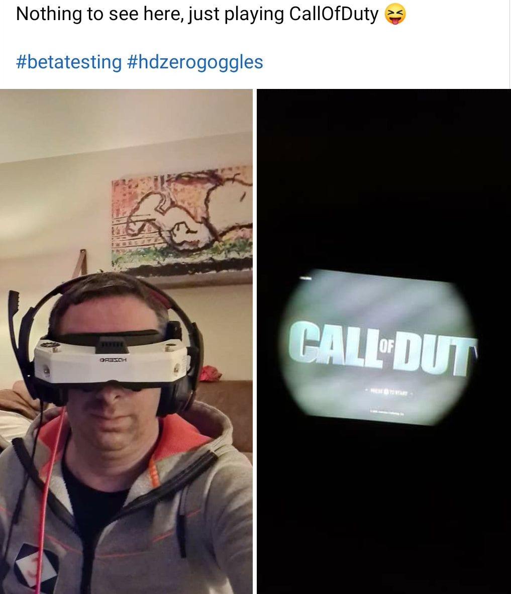 HDZero Goggles Interface macht es möglich Call of Duty zu zocken.