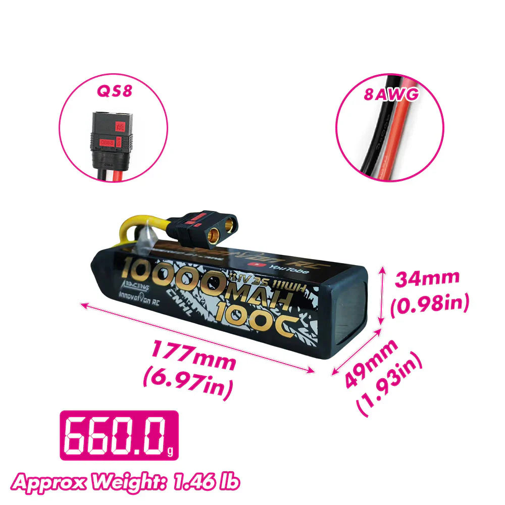 CNHL Racing Series 3S 10000mAh 11,1V 3S 100C Lipo Akku mit QS8-Stecker