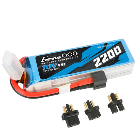 Gens Ace 2200mAh 11,1V 45C 3S1P Lipo Akkupack mit EC3/XT60/T-Stecker - LiPo24.de