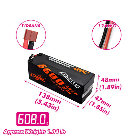 CNHL Racing Series 4S 6600mAh 14,8V 120C Hardcase Lipo-Akku mit T/Dean-Stecker (2 Stück)