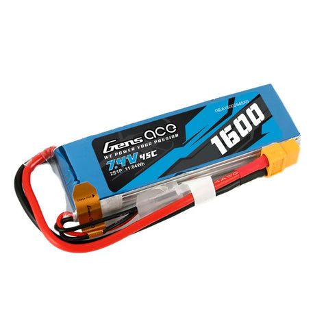 Gens Ace 1600mAh 7,4V 45C 2S1P Lipo Akkupack mit XT60 Stecker - LiPo24.de