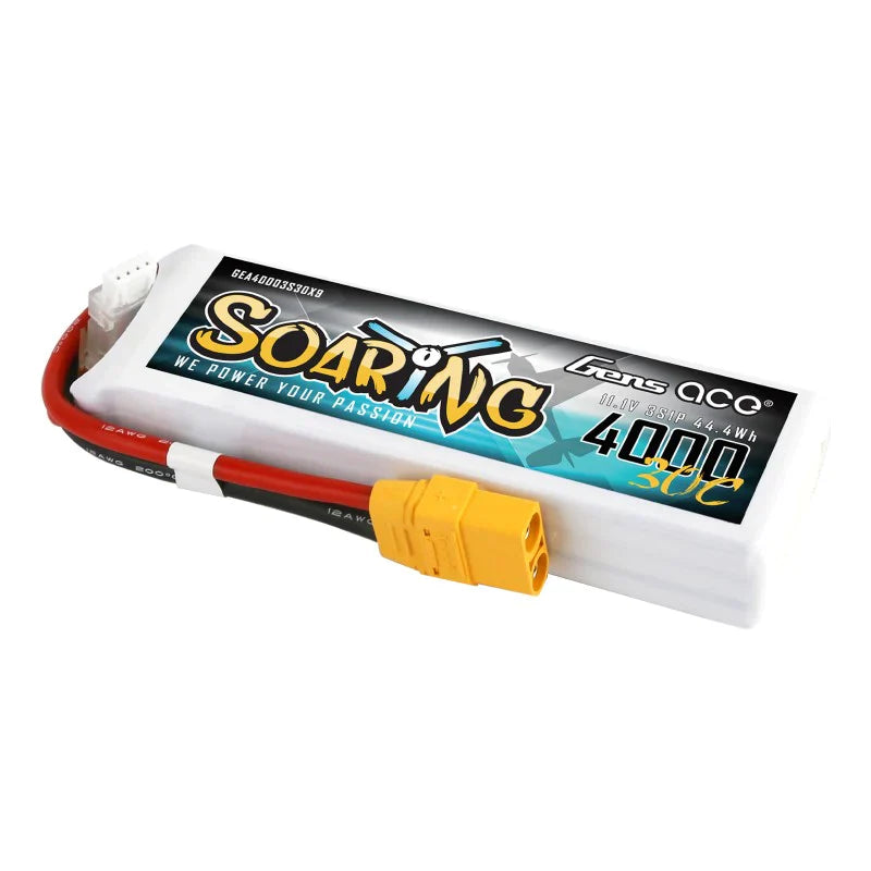 Gens Ace Soaring 4000mAh 11.1V 30C 3S1P Lipo Akkupack mit XT90 Stecker - LiPo24.de