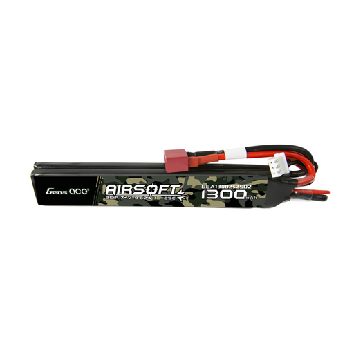 Gens Ace 25C 1300mAh 2S1P 7.4V Sattel Airsoft Gun Lipo Batterie mit T Stecker   LiPo24.de