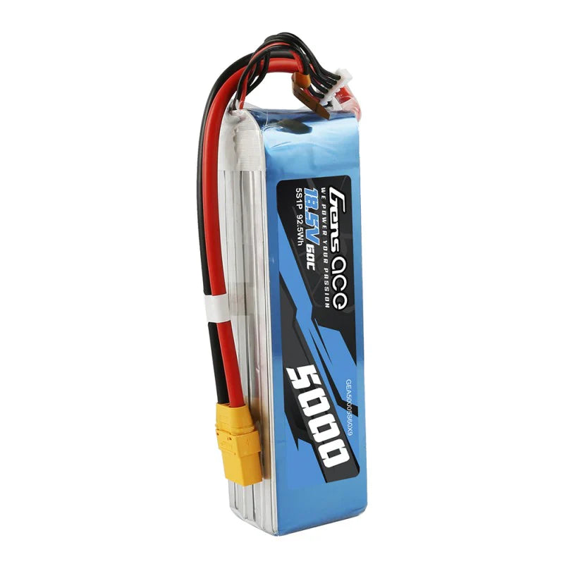 Gens Ace 5000mAh 18,5V 60C 5S1P Lipo-Akkupack mit XT90 - LiPo24.de