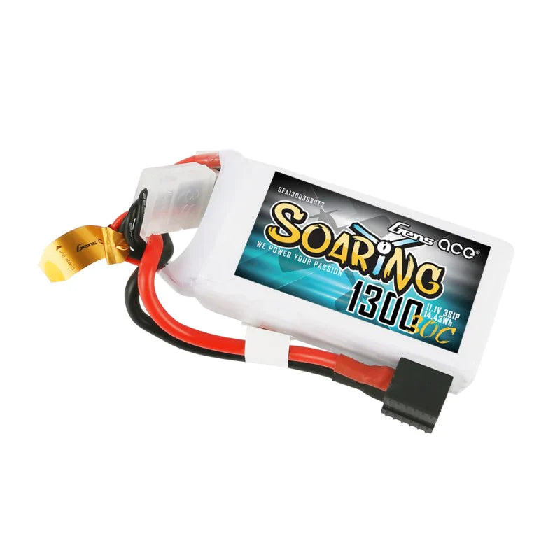 Gens Ace Soaring 1300mAh 11.1V 30C 3S1P Lipo Akkupack mit EC3/XT60/T-Stecker - LiPo24.de