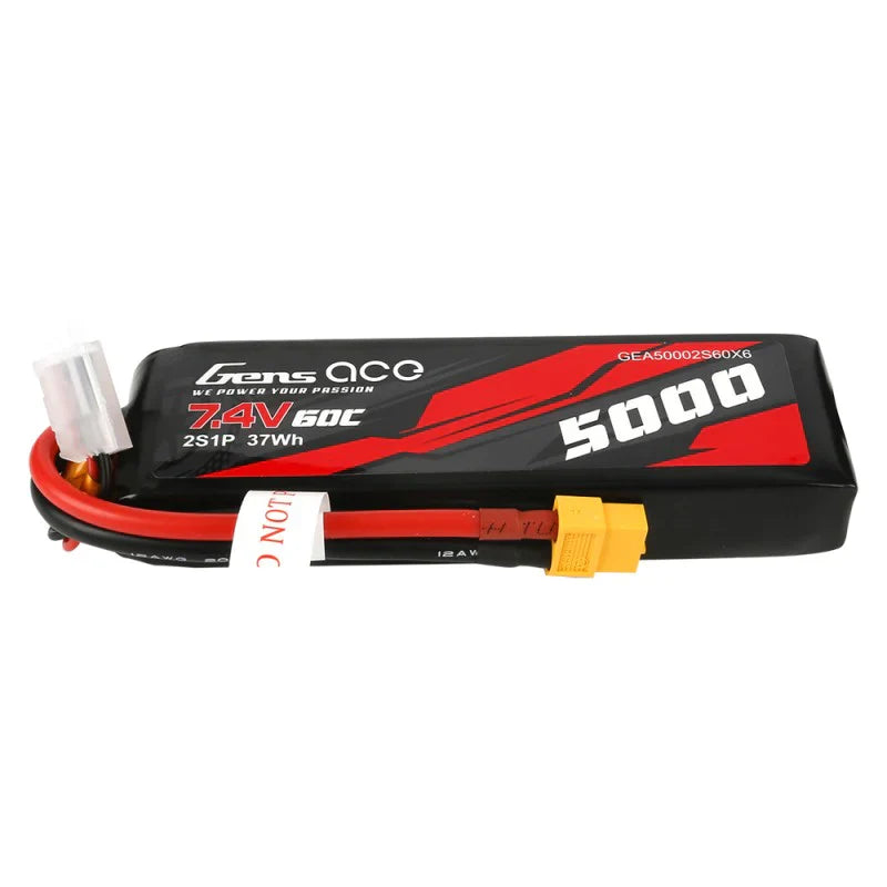 Gens Ace 5000mAh 7.4V 60C 2S1P Lipo PC-Materialgehäuse mit XT60-Stecker - LiPo24.de