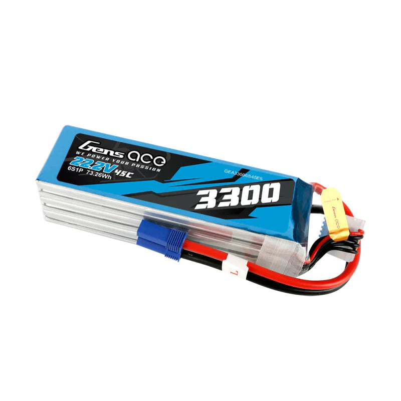 Gens Ace 3300mAh 22,2V 45C 6S1P Lipo Akku Pack mit EC5 Stecker - LiPo24.de