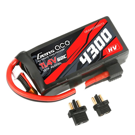 Gens Ace 4300mAh 3S1P 11,4V 60C Lipo Akku mit XT60/T Stecker   LiPo24.de