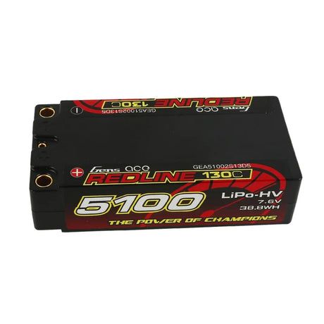 Gens Ace Redline Series 5100mAh 7.6V 130C 2S2P HardCase 65# HV Lipo Akku - LiPo24.de