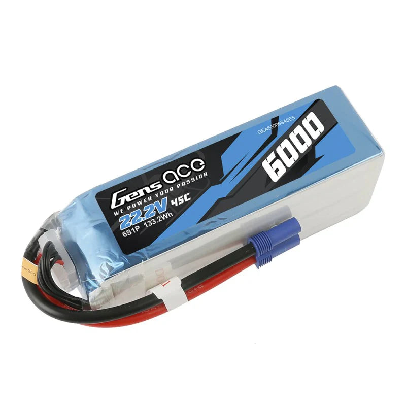 Gens Ace 6S 6000mAh 22,2V 45C Lipo Akku mit EC5 Stecker - LiPo24.de