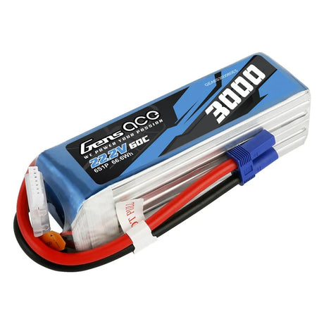 Gens Ace 3000mAh 22,2V 60C 6S1P Lipo-Akkupack mit EC5-Stecker - LiPo24.de