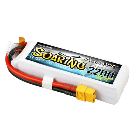 Gens Ace Soaring 2200mAh 11.1V 30C 3S1P Lipo Akkupack mit XT60 Stecker - LiPo24.de