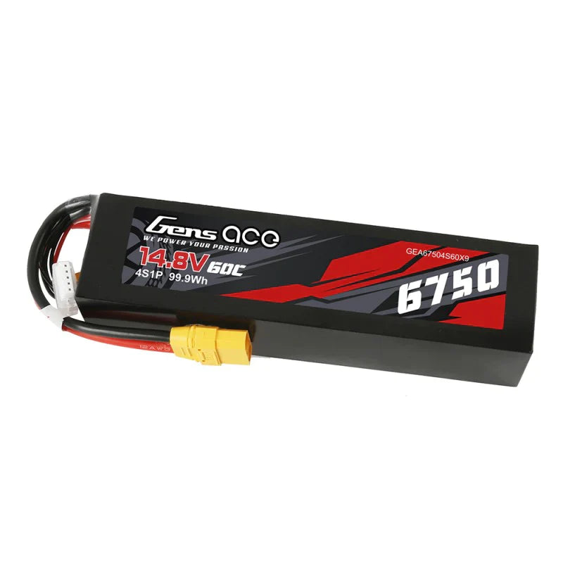 Gens Ace 6750mAh 14,8V 60 C 4S1P Lipo-Akku PC-Materialgehäuse mit XT90-Stecker - LiPo24.de