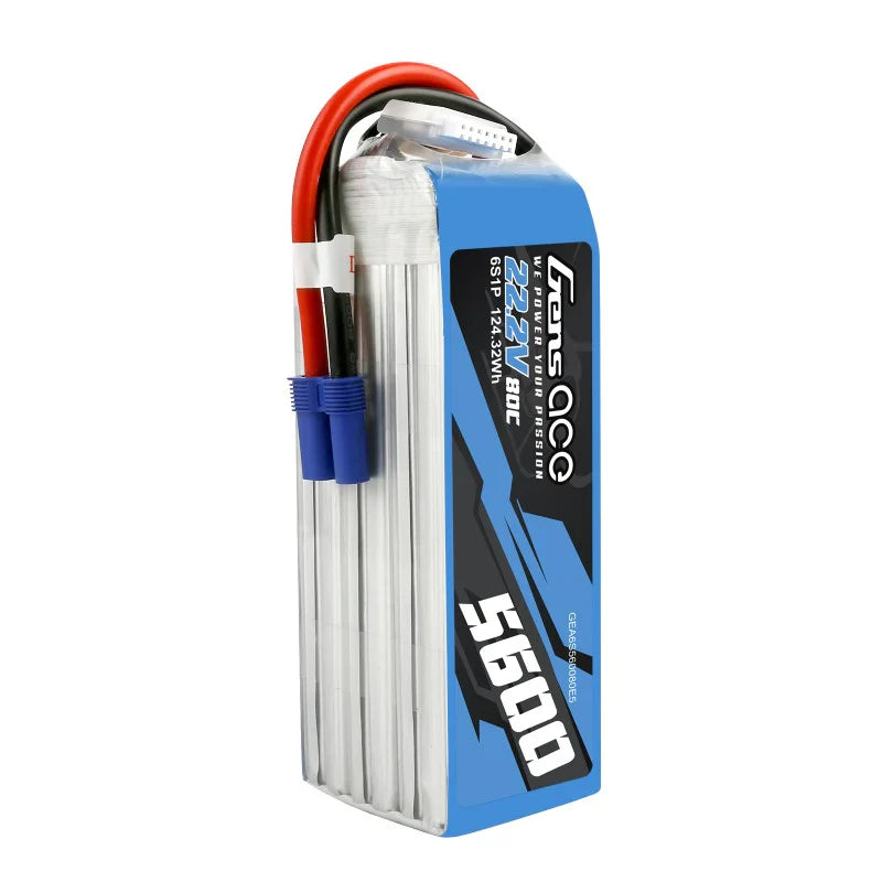 Gens Ace 5600mAh 80C 22,2V 6S1P Lipo-Akkupack mit EC5-Stecker - LiPo24.de