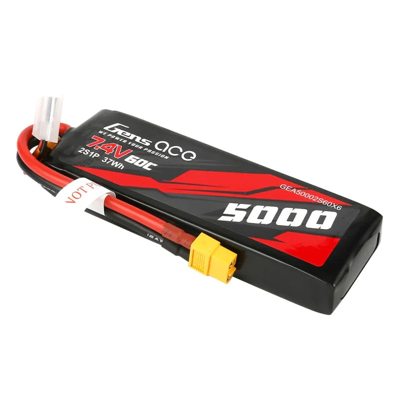 Gens Ace 5000mAh 7.4V 60C 2S1P Lipo PC-Materialgehäuse mit XT60-Stecker - LiPo24.de