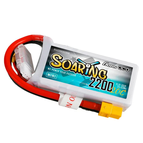 Gens Ace Soaring Mini 2200mAh 11.1V 20C 3S1P Lipo Akkupack mit XT60 Stecker - LiPo24.de