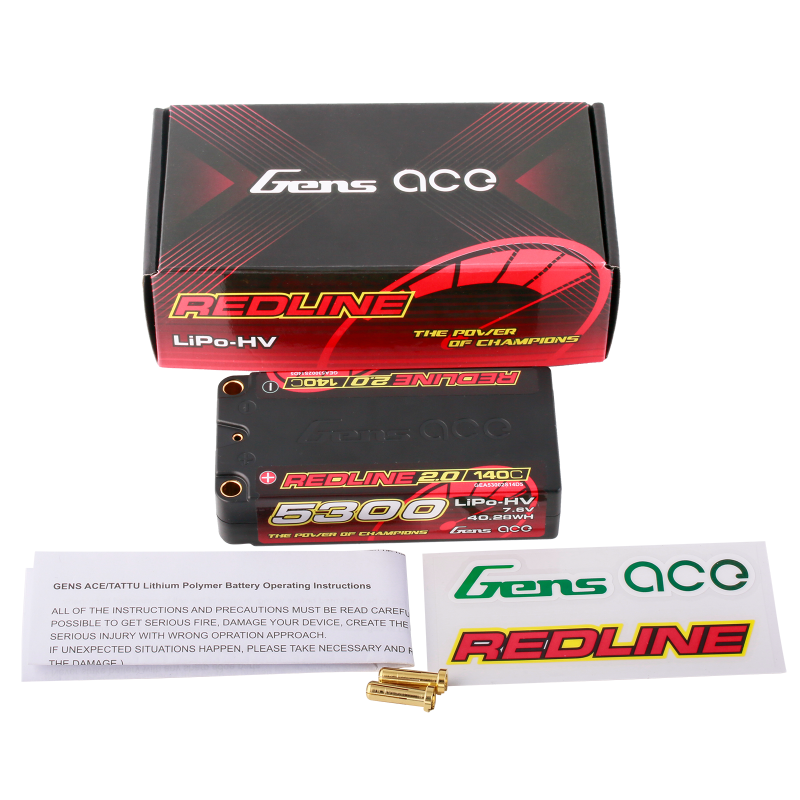 Gens Ace Redline 2.0 Serie 2S 5300mAh 7,6V 140C 2S2P Hardcase HV Lipo Akku