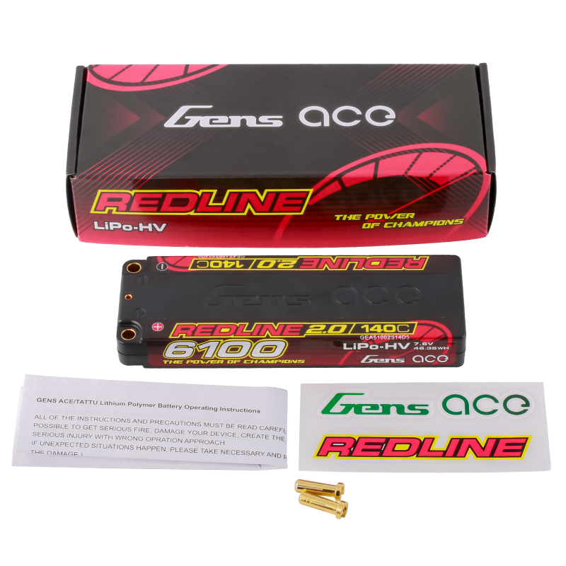 Gens ace Redline 2.0 Serie 6100 mAh 7,6 V 140 C 2S1P HardCase HV Lipo-Akku mit Hardcase 56#