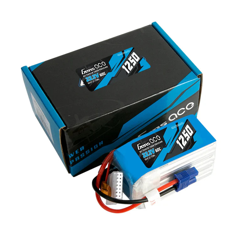 Gens Ace 1250mAh 22,2V 60C 6S1P Lipo-Akkupack - LiPo24.de