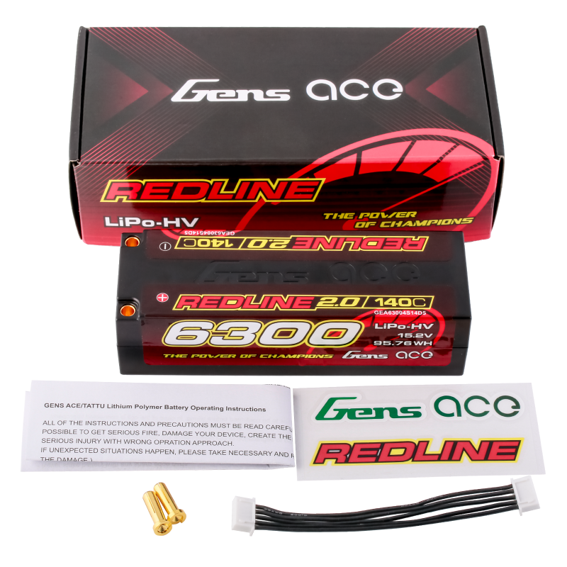 Gens Ace Redline 2.0 Serie 4S 6300mAh 15,2V 140C Hardcase HV Lipo Akku