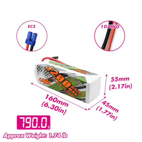 CNHL Racing Series 6S 5200mAh 22,2V 90C EC5 Lipo Akku