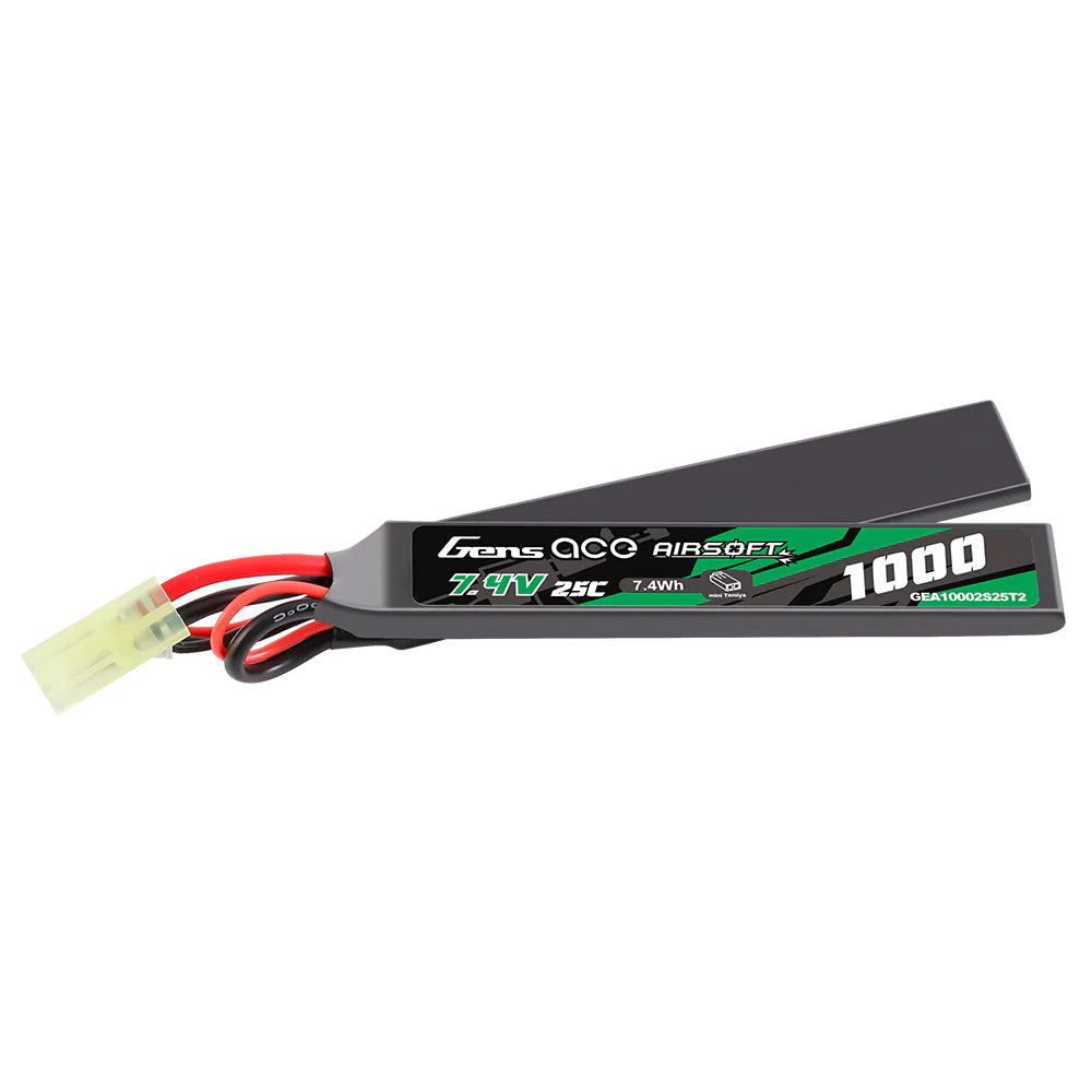 Gens Ace 2S LiPo Akku 25C 1000mAh 2S1P 7,4V Airsoft Akku mit Tamiya Stecker (2 Stück)