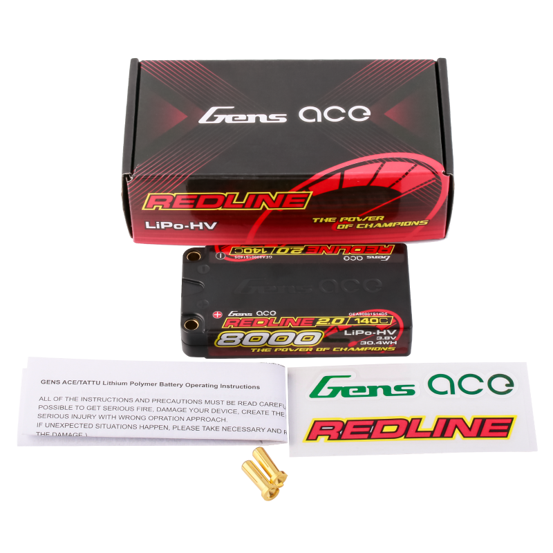 Gens Ace Redline 2.0 Serie 1S 8000mAh 3,8V 140C 1S2P Hardcase HV Lipo Akku