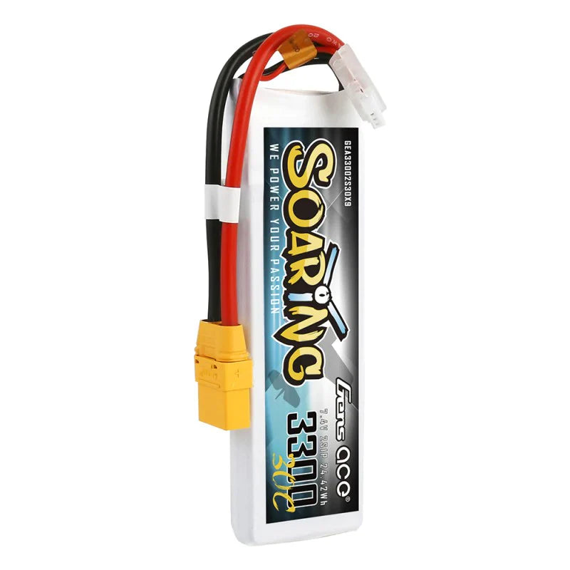 Gens Ace Soaring 3300mAh 7.4V 30C 2S1P Lipo Akkupack mit XT90 Stecker - LiPo24.de