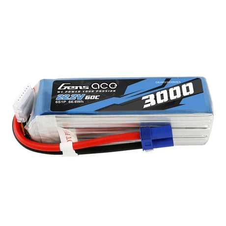 Gens Ace 3000mAh 22,2V 60C 6S1P Lipo-Akkupack mit EC5-Stecker - LiPo24.de