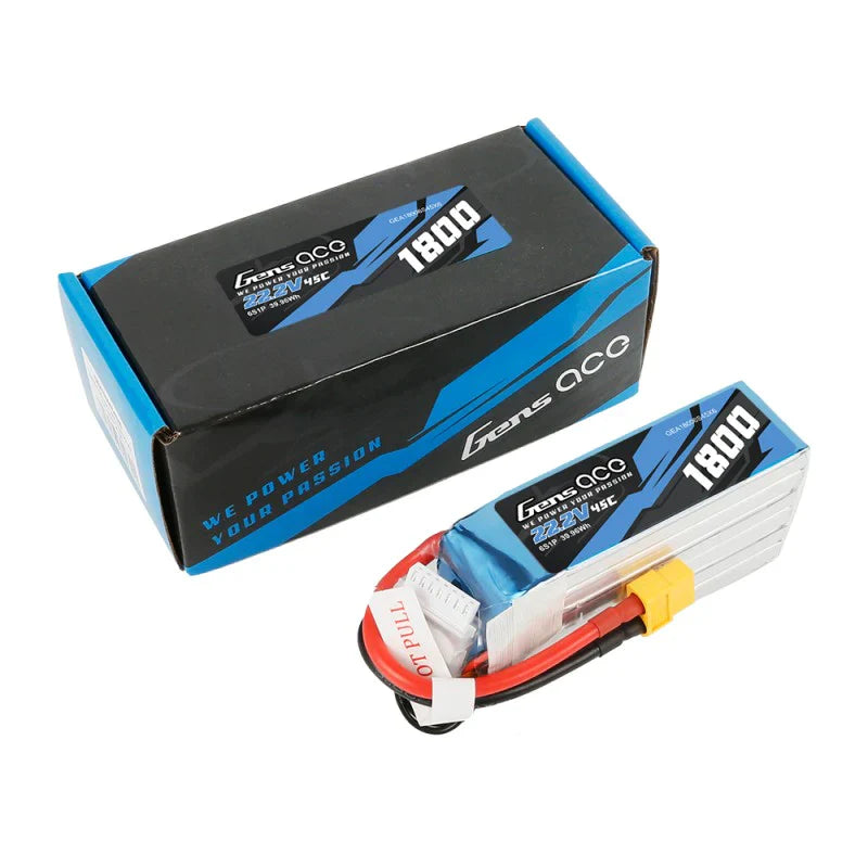 Gens Ace 1800mAh 22,2V 45C 6S1P Lipo-Akkupack - LiPo24.de