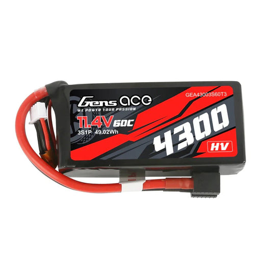 Gens Ace 4300mAh 3S1P 11,4V 60C Lipo Akku mit XT60/T Stecker   LiPo24.de