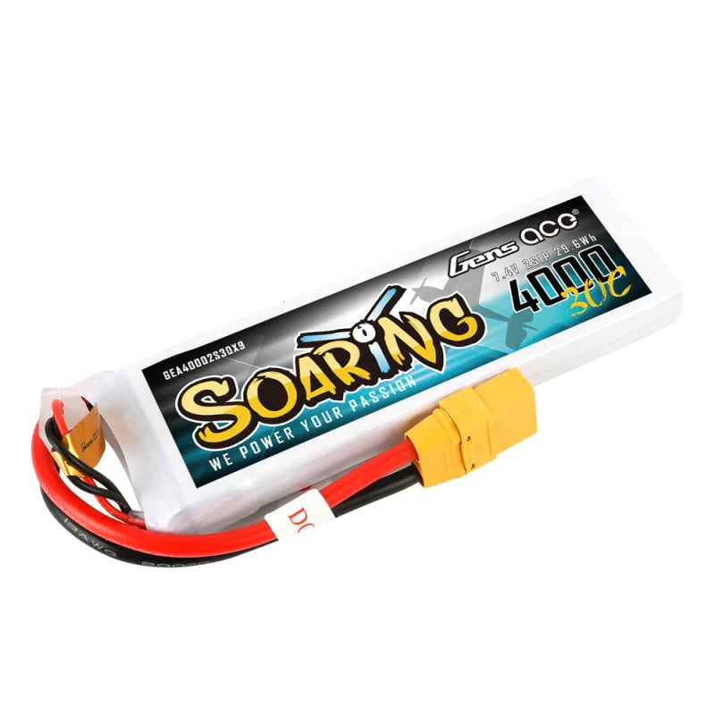 Gens Ace Soaring 4000mAh 7,4V 30C 2S1P Lipo Akkupack mit XT90 Stecker - LiPo24.de