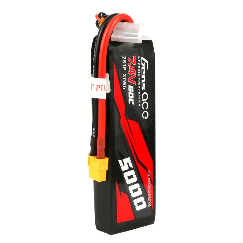 Gens Ace 5000mAh 7.4V 60C 2S1P Lipo PC-Materialgehäuse mit XT60-Stecker - LiPo24.de