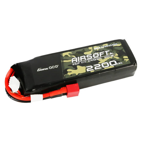 Gens Ace 30C 2200mAh 3S1P 11.1V Airsoft Gun Lipo Batterie mit T-Stecker - LiPo24.de