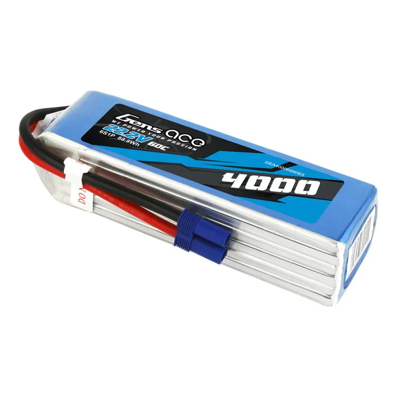 Gens Ace 4000mAh 22,2V 60C 6S1P Lipo Akkupack mit EC5 Stecker - LiPo24.de