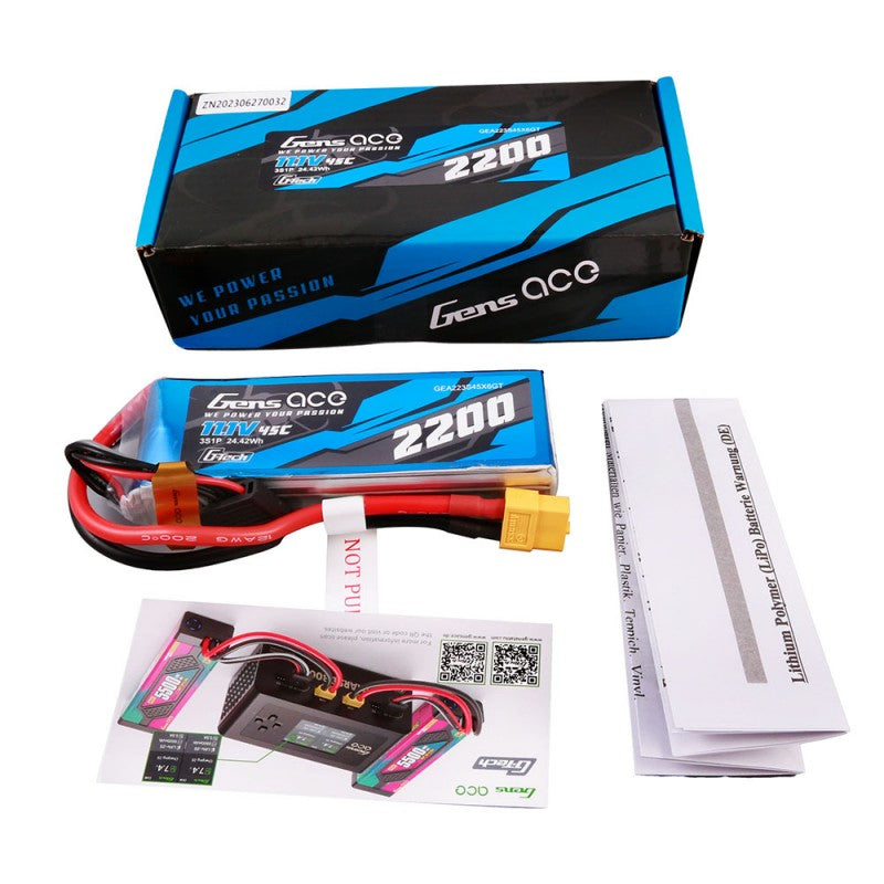 Gens Ace G-Tech 3S 2200mAh 11,1V 45C 3S1P Lipo XT60