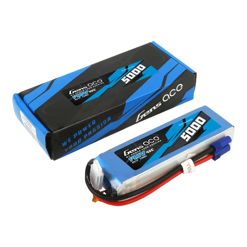 Gens Ace 5000mAh 14,8V 45C 4S1P Heli Lipo Akku mit EC5 Stecker - LiPo24.de