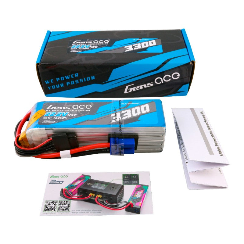 Gens Ace G-Tech 6S 3300mAh 22,2V 45C 6S1P Lipo EC5