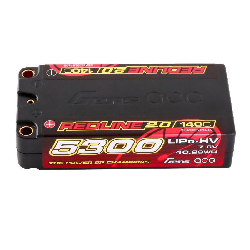 Gens Ace Redline 2.0 Serie 2S 5300mAh 7,6V 140C 2S2P Hardcase HV Lipo Akku