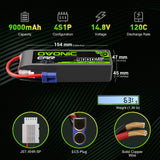 Ovonic Car 4S 9000mAh Lipo Akku 120C 14,8V RC Lipo Akku mit EC5 Stecker (2 Stück)