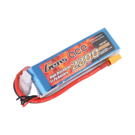 Gens Ace 2200mAh 11,1V 45C 3S1P Lipo Akkupack mit XT60 Stecker - LiPo24.de