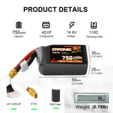 Ovonic FPV 4S Lipo Akku 750mAh 110C 14,8V mit XT30-Stecker (2 Stück)