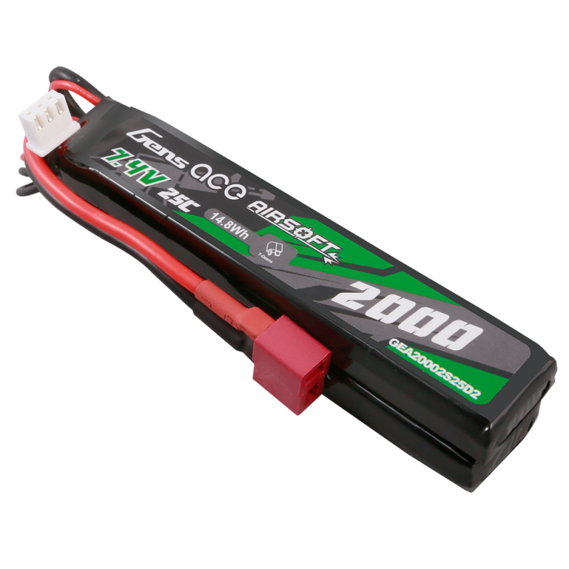 Gens Ace 2S 2000mAh 2S2P 7,4V 25C Airsoft Mini-Deans