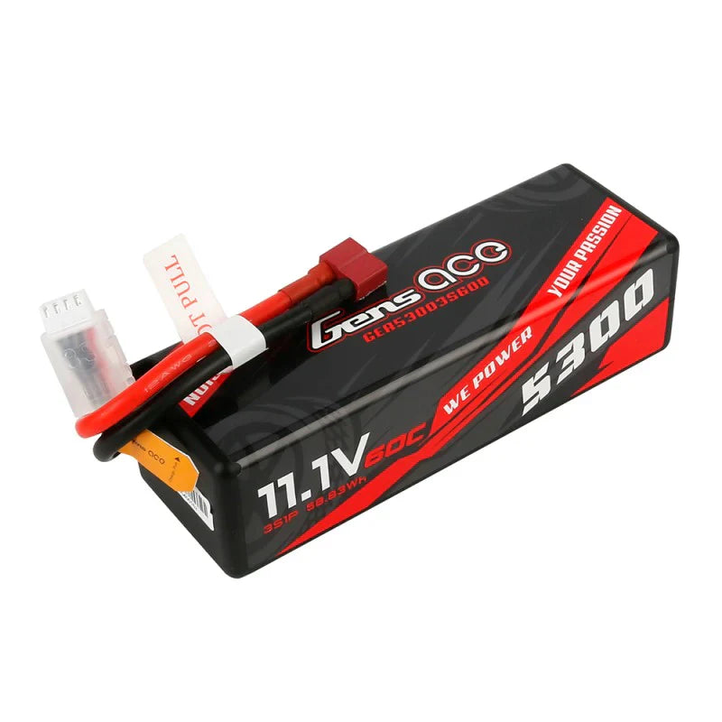 Gens Ace 5300mAh 11.1V 60C 3S1P HardCase 15# Auto Lipo Akku mit T-Stecker - LiPo24.de