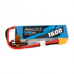 Gens Ace 1600mAh 7.4V 45C 2S1P Lipo Battery Pack with XT60 Plug