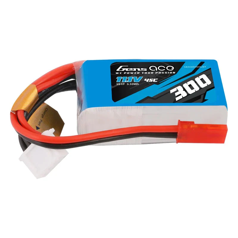 Gens Ace 300mAh 11,1V 45C 3S1P Lipo Akkupack mit JST-SYP Stecker - LiPo24.de