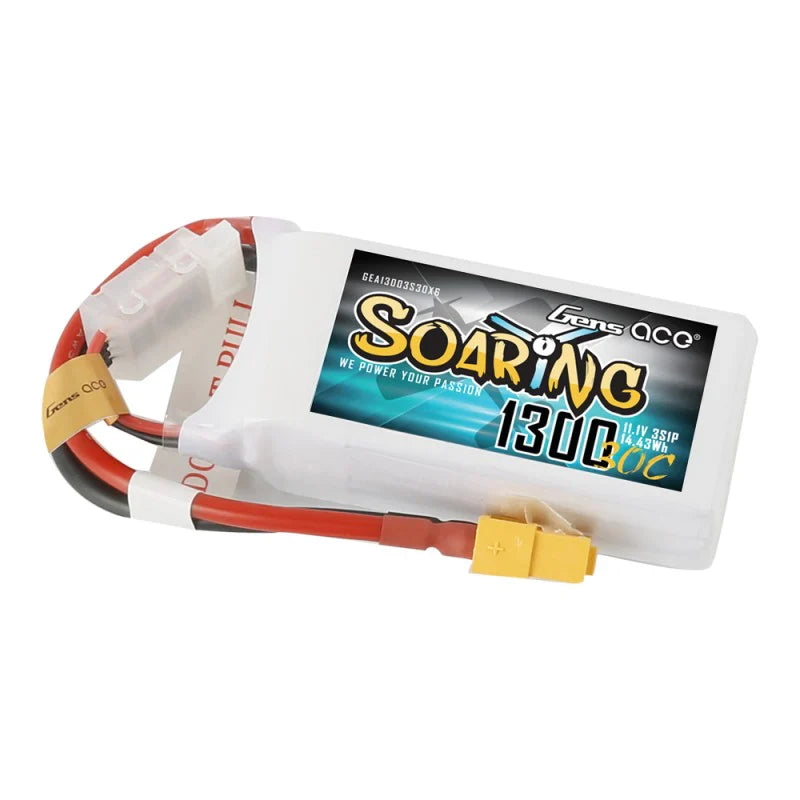 Gens Ace Soaring 1300mAh 11.1V 30C 3S1P Lipo Akkupack mit XT60 Stecker - LiPo24.de