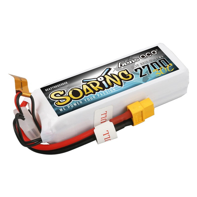 Gens Ace Soaring 2700mAh 11.1V 30C 3S1P LiPo-Akkupack mit XT60-Stecker - LiPo24.de