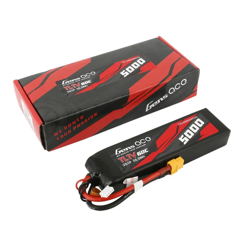 Gens Ace 5000mAh 11.1V 60C 3S1P Lipo mit XT60 Stecker - LiPo24.de